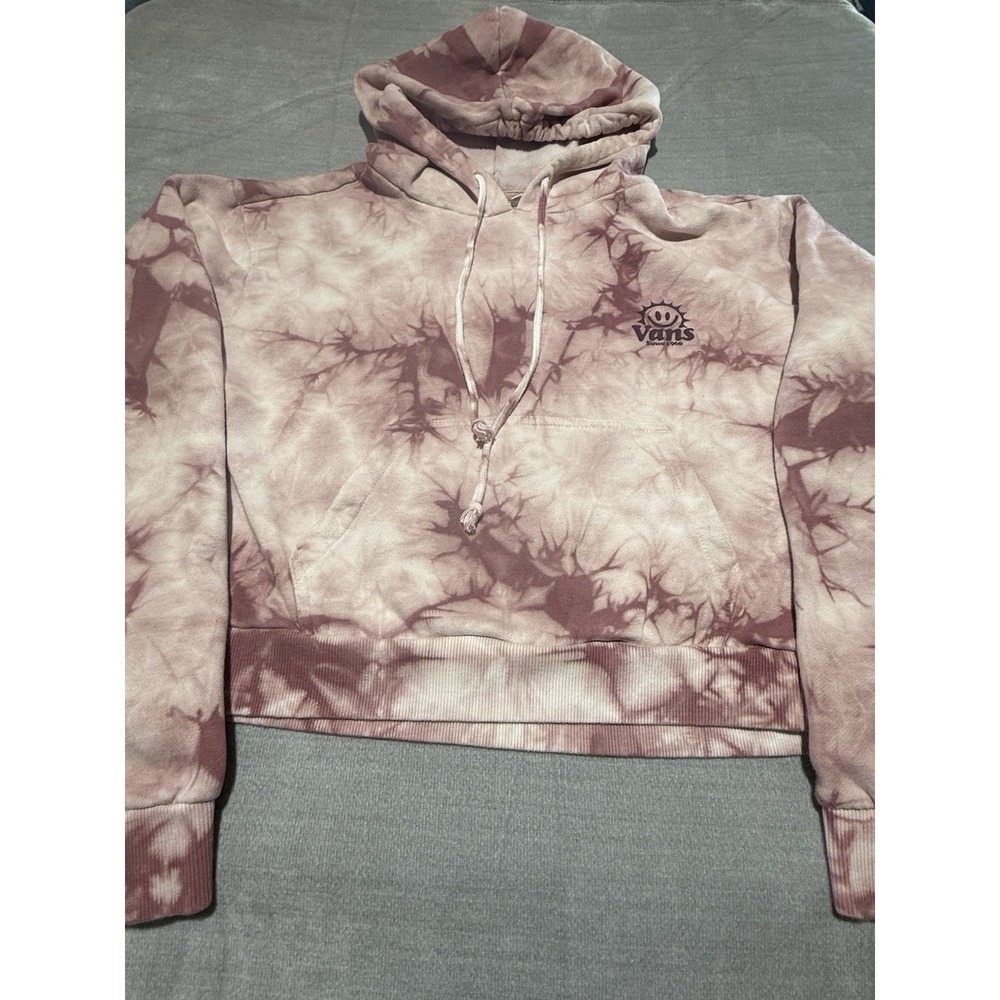 Vans Rise And Smile Tie Dyed Cropped Hoodie Sweatshirt Medium Mesa Rose‎ Pink